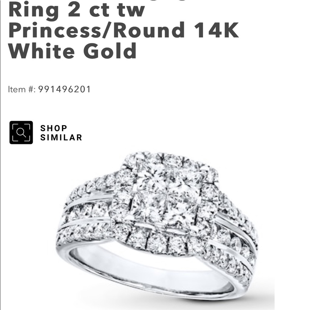 14kt white gold 2ct princess cut ring from Kay